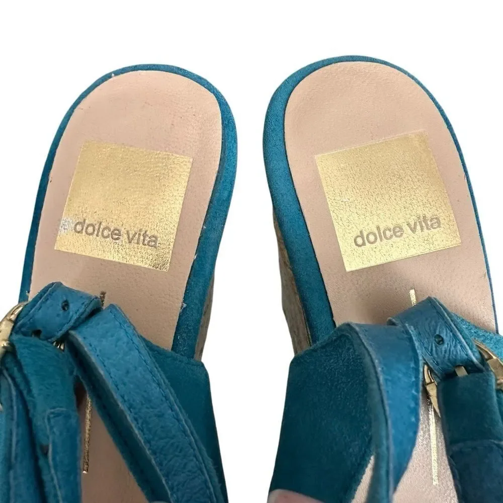 Dolce Vita Teal Suede Wedge Sandals Size 6